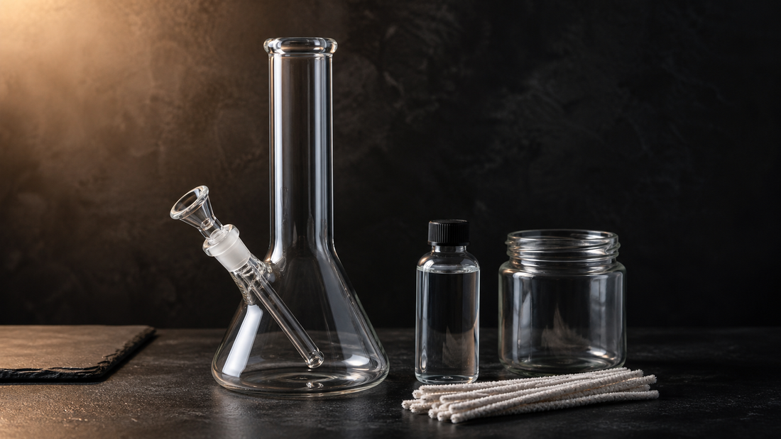 Glass bong cleaning supplies and tools