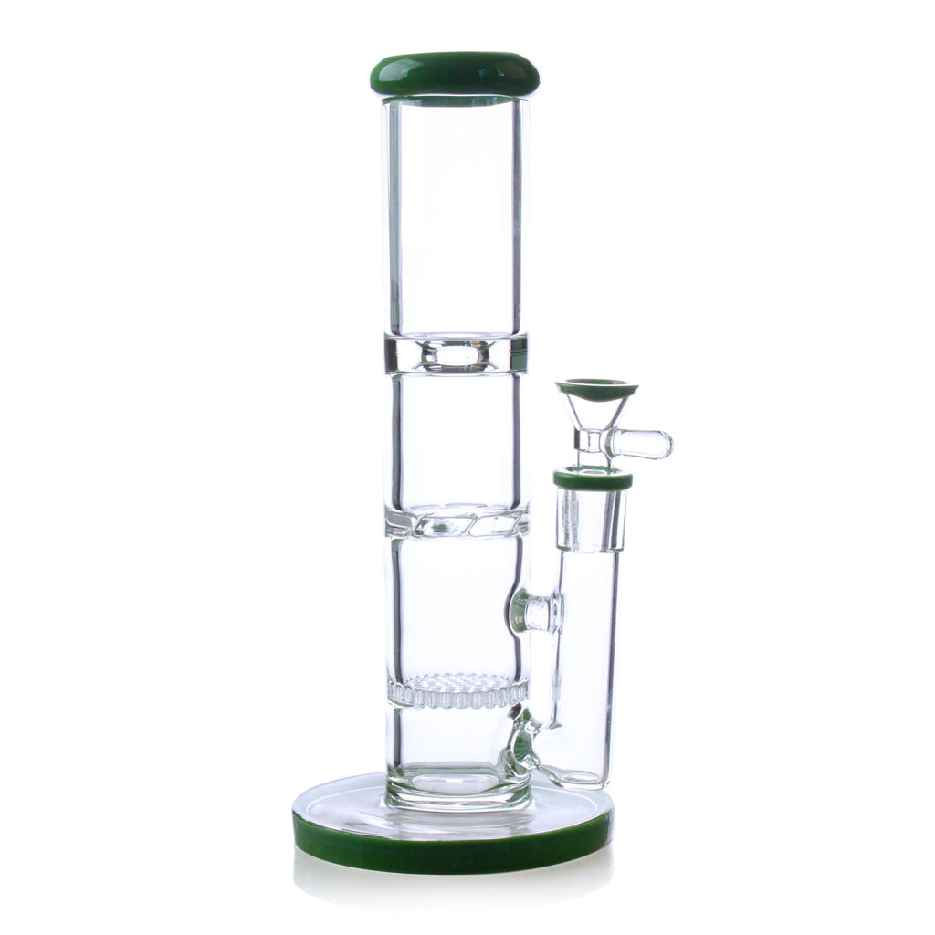 Candy-colored green glass 10-inch straight tube dab rig, 14mm – Online Smoke and Vape