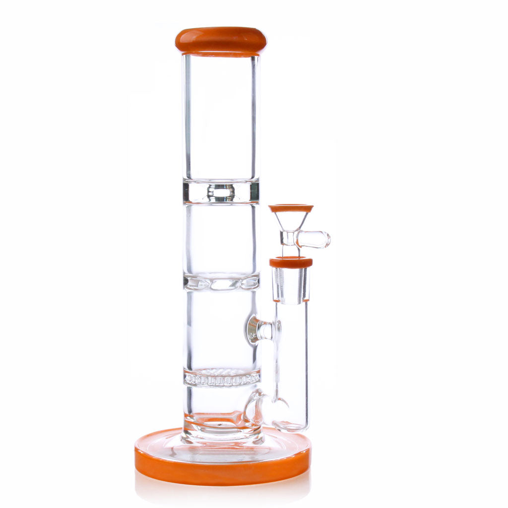 Candy-colored orange glass 10-inch straight tube dab rig, 14mm – Online Smoke and Vape