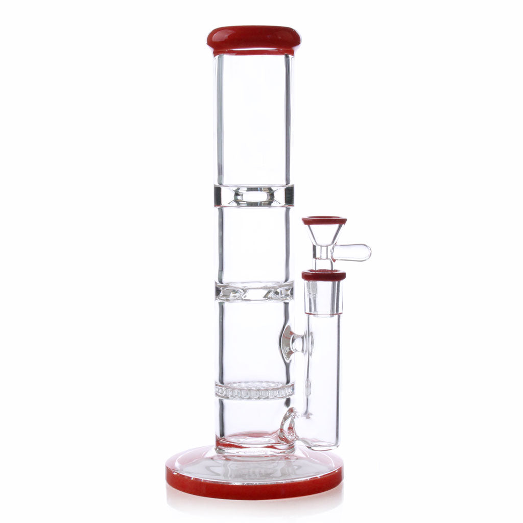 Candy-colored red glass 10-inch straight tube dab rig, 14mm – Online Smoke and Vape