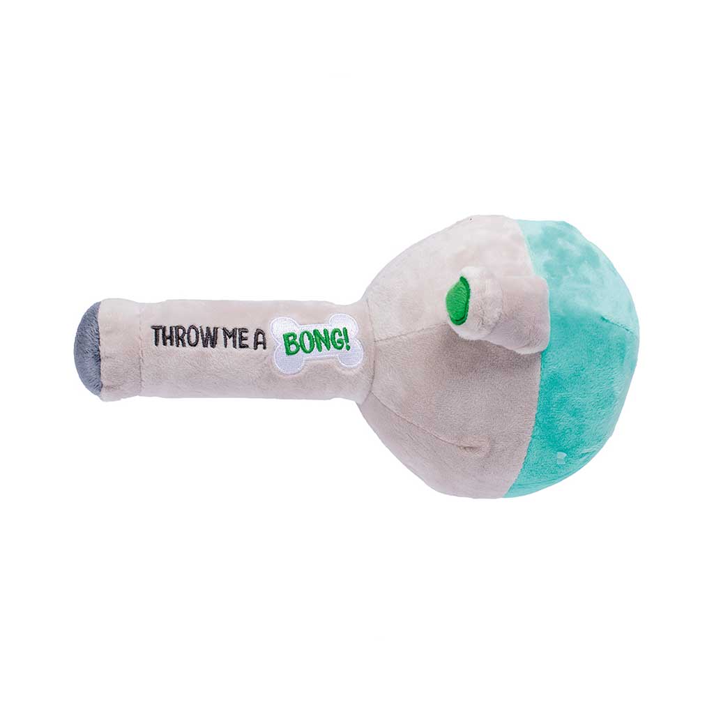 Bong squeaky plush dog toy, side view – Online Smoke and Vape