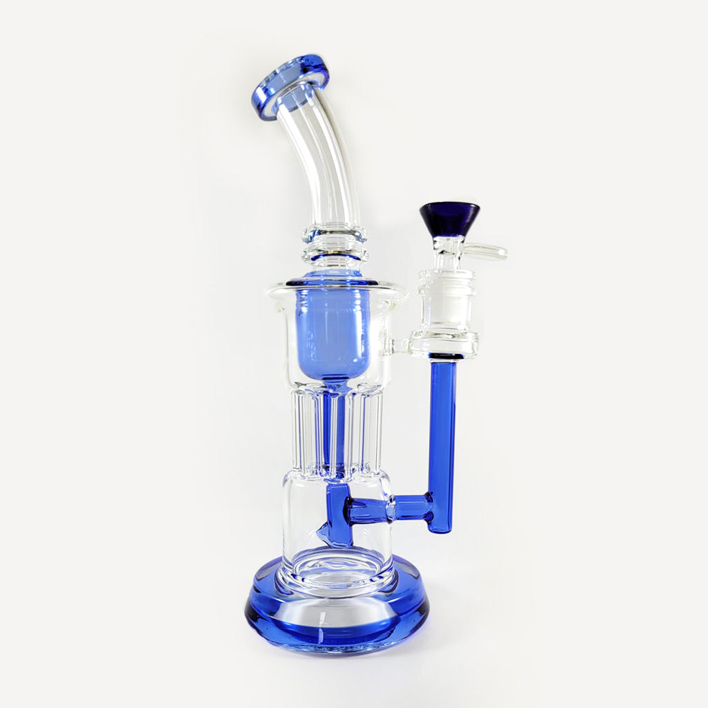 Blue glass 10-inch 6-arm pillar perc dab rig, 14mm female – Online Smoke and Vape