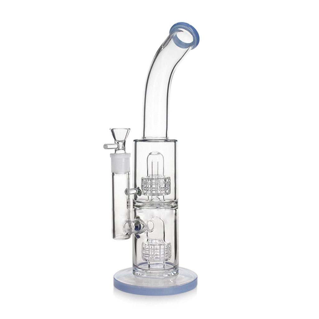 Light blue 14-inch double matrix perc oil dab rig, 18mm female – Online Smoke and Vape