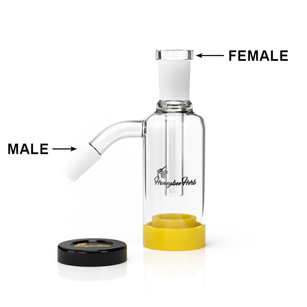 Silicone reclaim catcher 45° usage infographic – Online Smoke and Vape