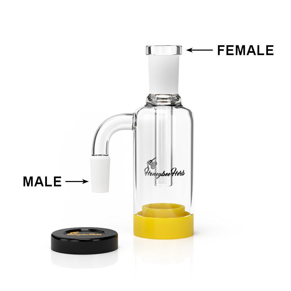 Silicone reclaim catcher 90° usage infographic – Online Smoke and Vape