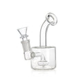 Green Flower Puck Dab Rig - 14mm Female Clear Glass Bong