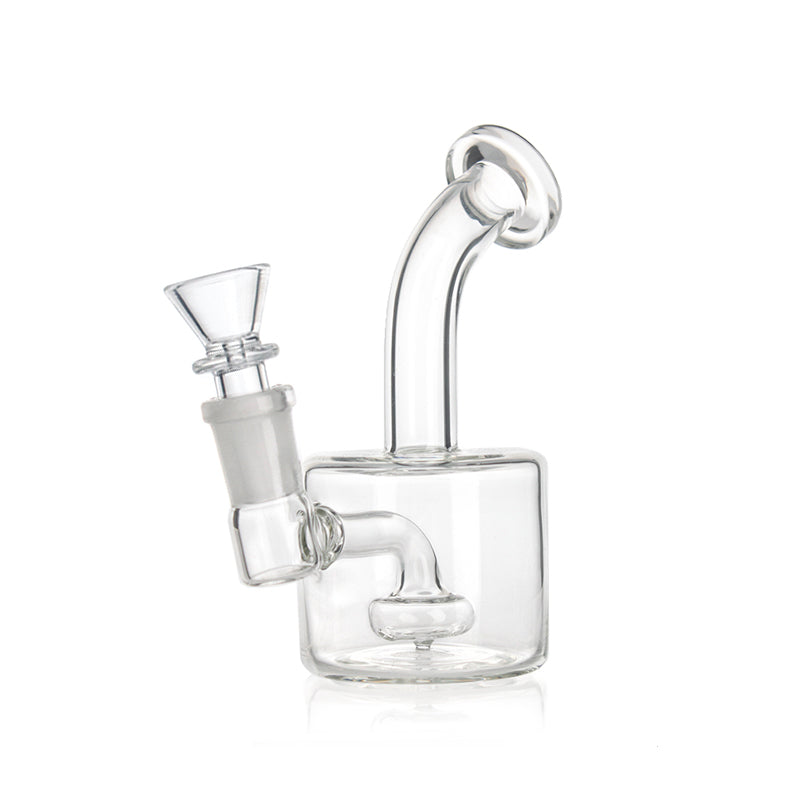 Green Flower Puck Dab Rig - 14mm Female Clear Glass Bong