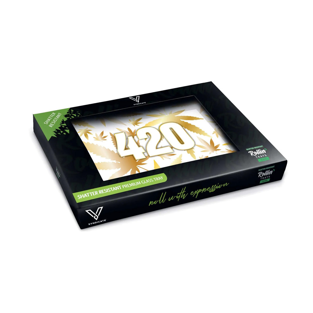 Gold 420 glass rolling tray in retail box – Online Smoke and Vape