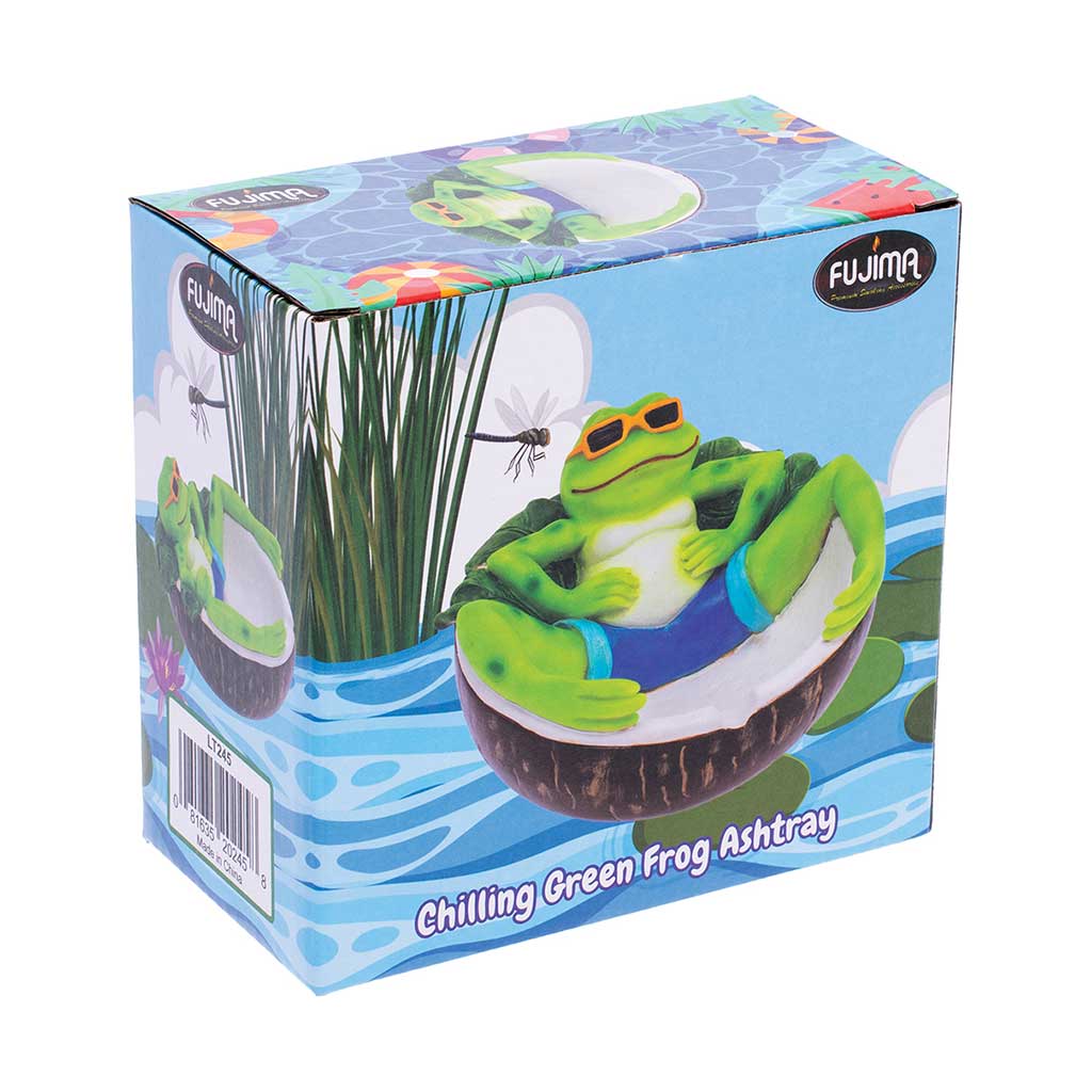 Green frog resin ashtray with box – Online Smoke and Vape