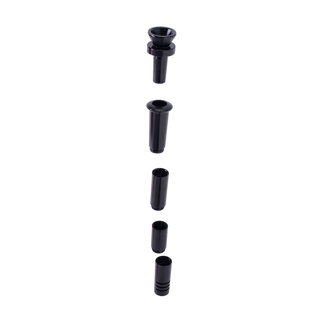 Black aluminum downstem and bowl, disassembled – Online Smoke and Vape