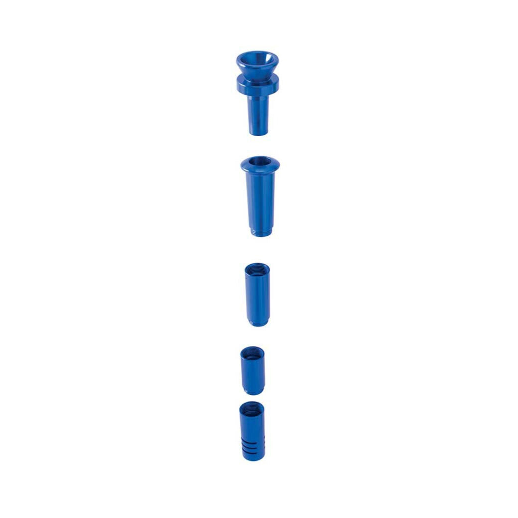 Blue aluminum downstem and bowl, disassembled – Online Smoke and Vape
