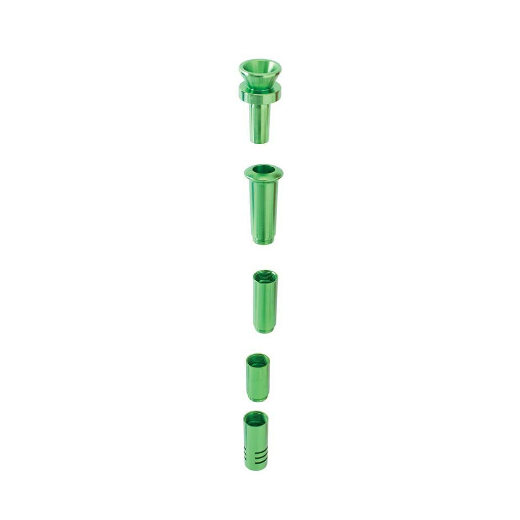 Green aluminum downstem and bowl, disassembled – Online Smoke and Vape