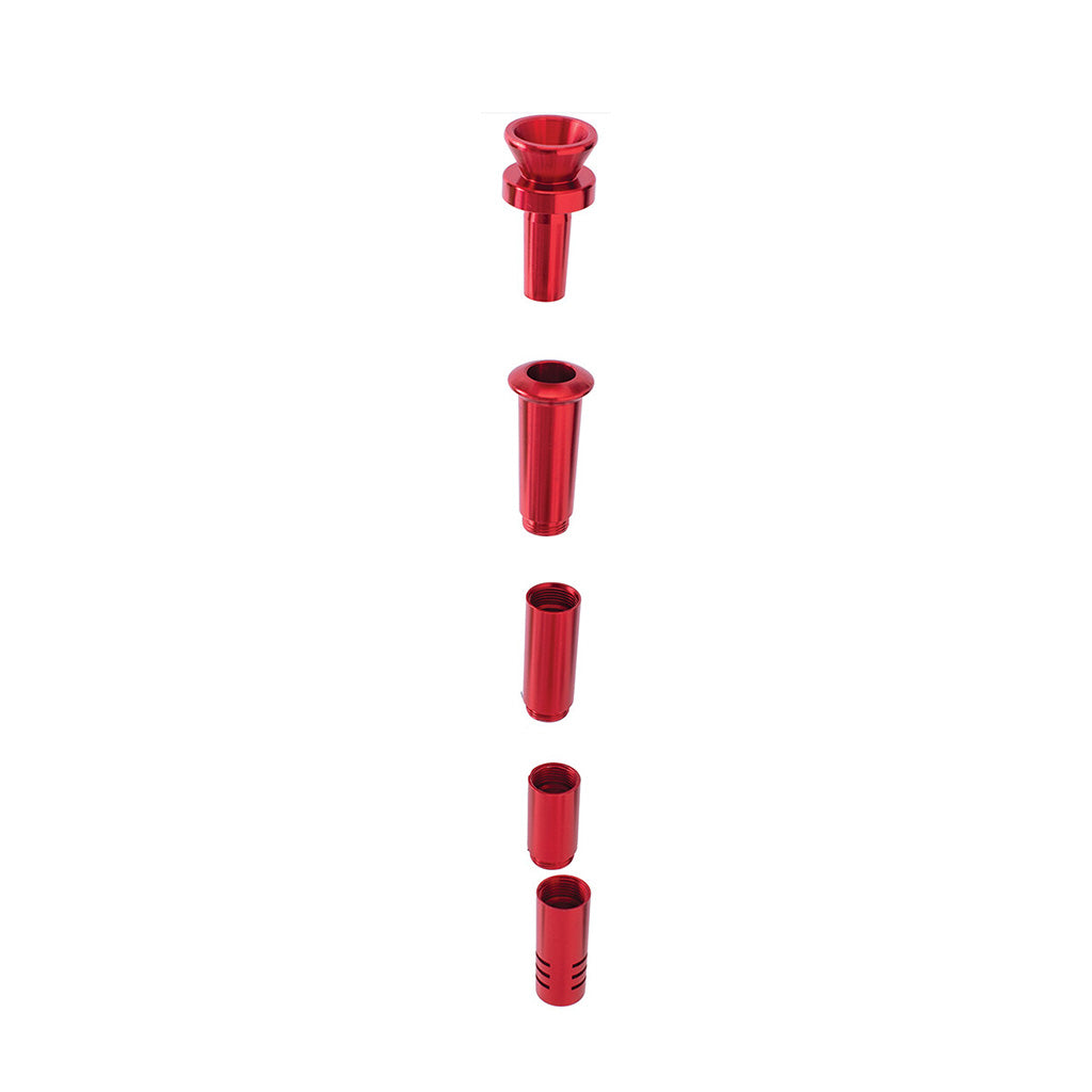 Red aluminum downstem and bowl, disassembled – Online Smoke and Vape