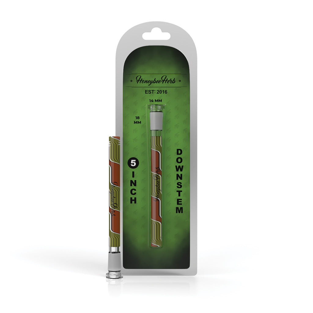 Orange-green Chromatic Stripe downstem, 5 inch detail – Online Smoke and Vape