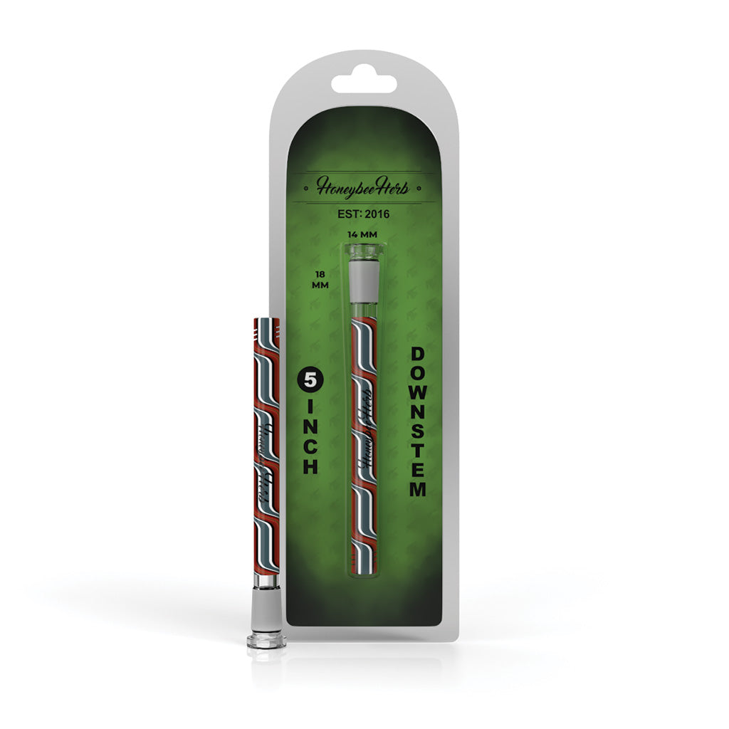 Teal Chromatic Stripe glass downstem, 5 inch detail – Online Smoke and Vape