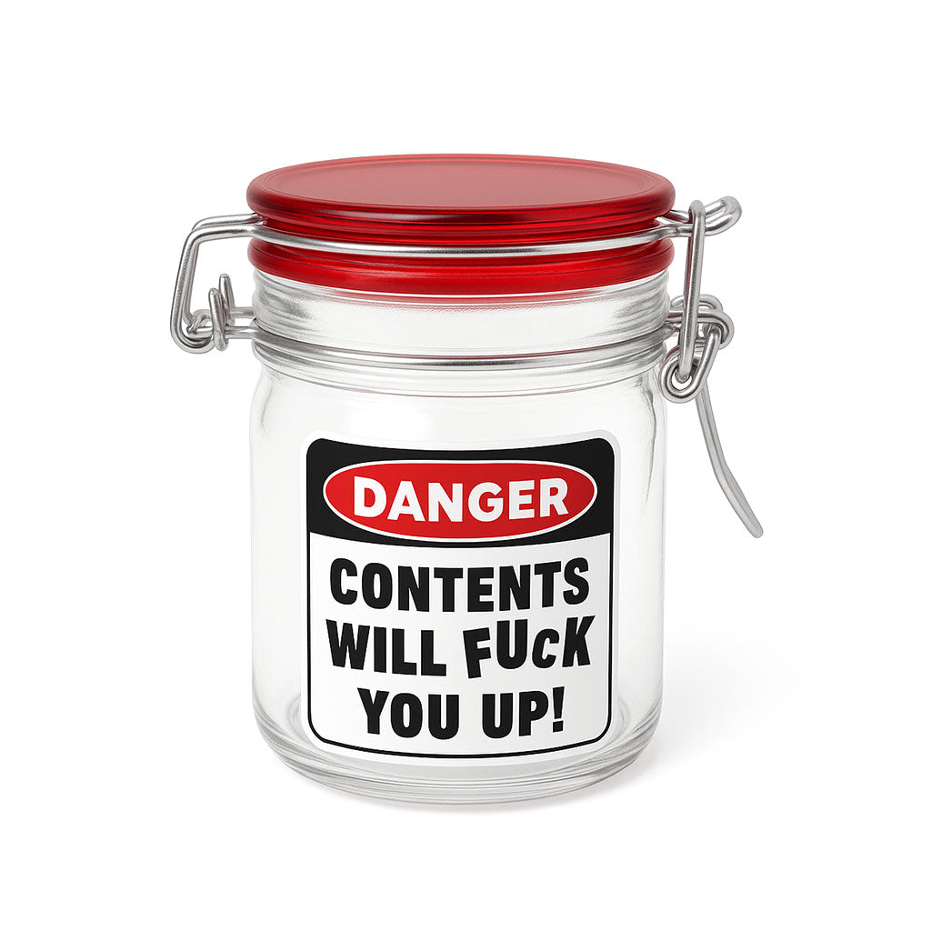 Clear airtight glass herb jar with bold printed warning label, 1.5 oz – Online Smoke and Vape