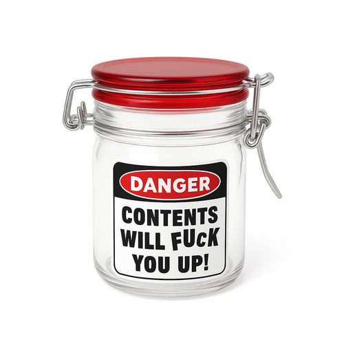 Clear airtight glass herb jar with bold printed warning label, 1.5 oz – Online Smoke and Vape