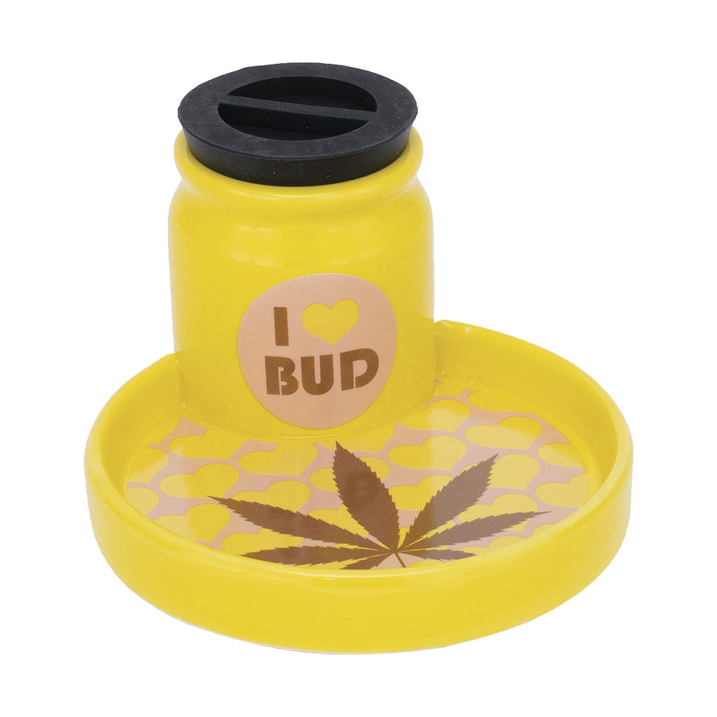 Fujima 6-inch I Love Bud ceramic stash tray, yellow – Online Smoke and Vape