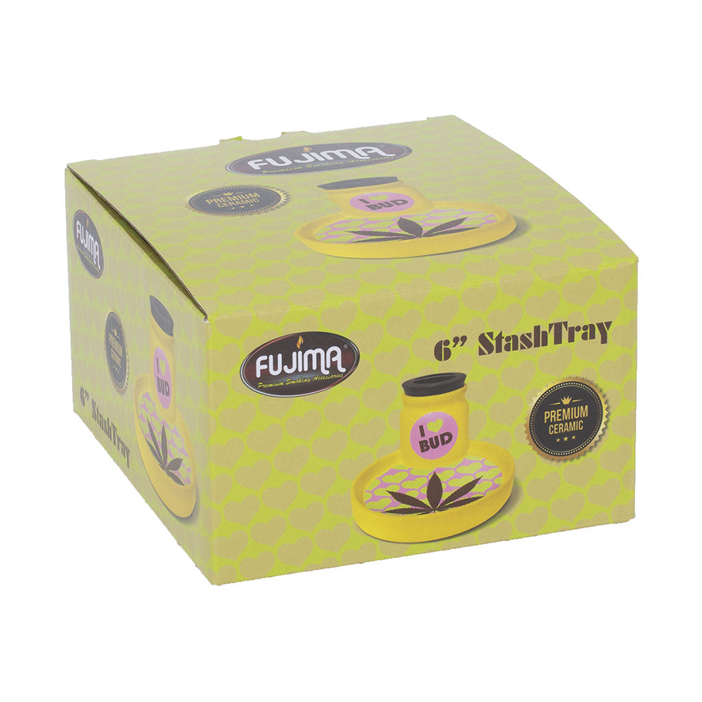 Fujima 6-inch I Love Bud stash tray, retail box packaging – Online Smoke and Vape