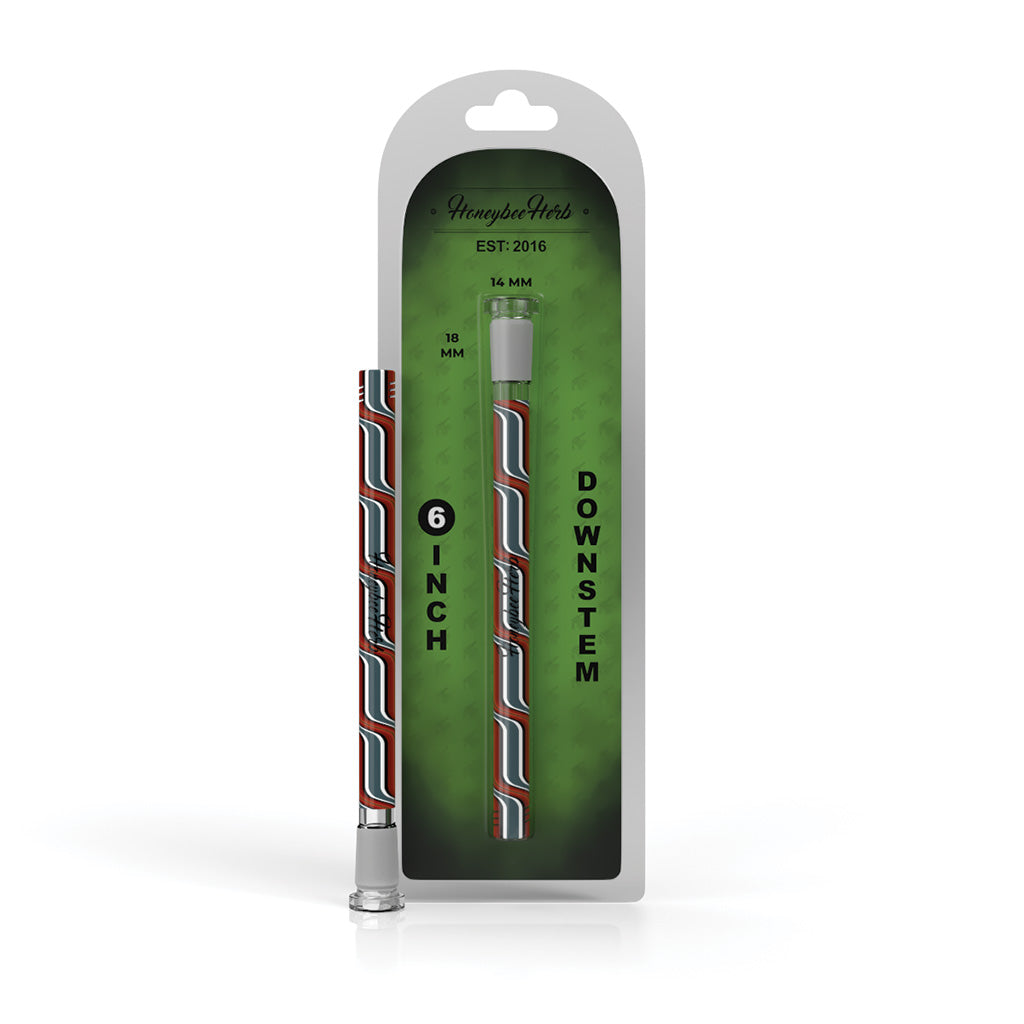 Teal Chromatic Stripe downstem, 6 inch view – Online Smoke and Vape