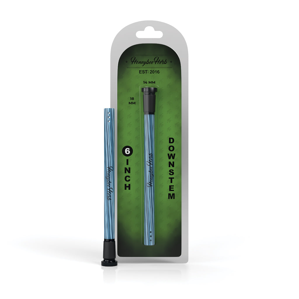 Blue Candy Stripped downstem, 6 inch, in packaging – Online Smoke and Vape