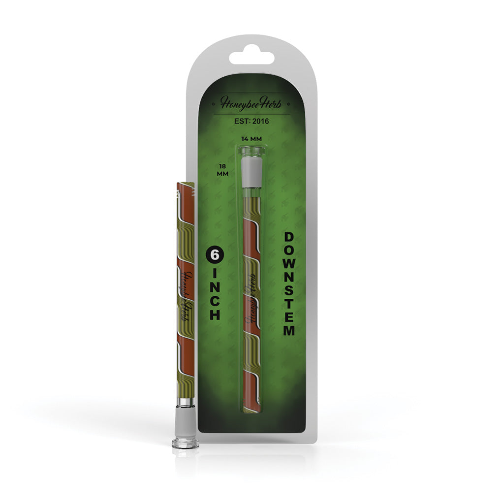Orange-green Chromatic Stripe downstem, 6 inch view – Online Smoke and Vape
