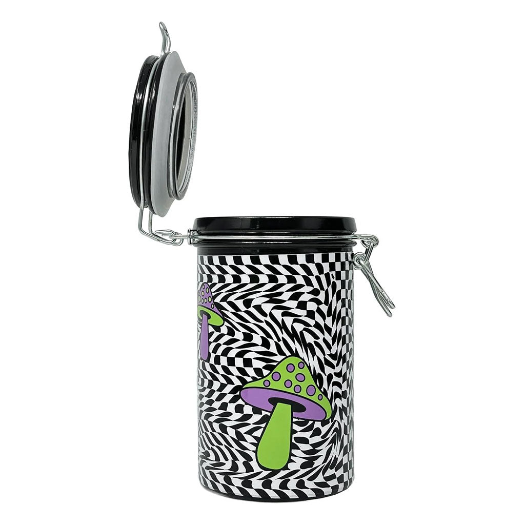 TRIPPY MUSHROOM CHECKBOARD STORAGE JAR