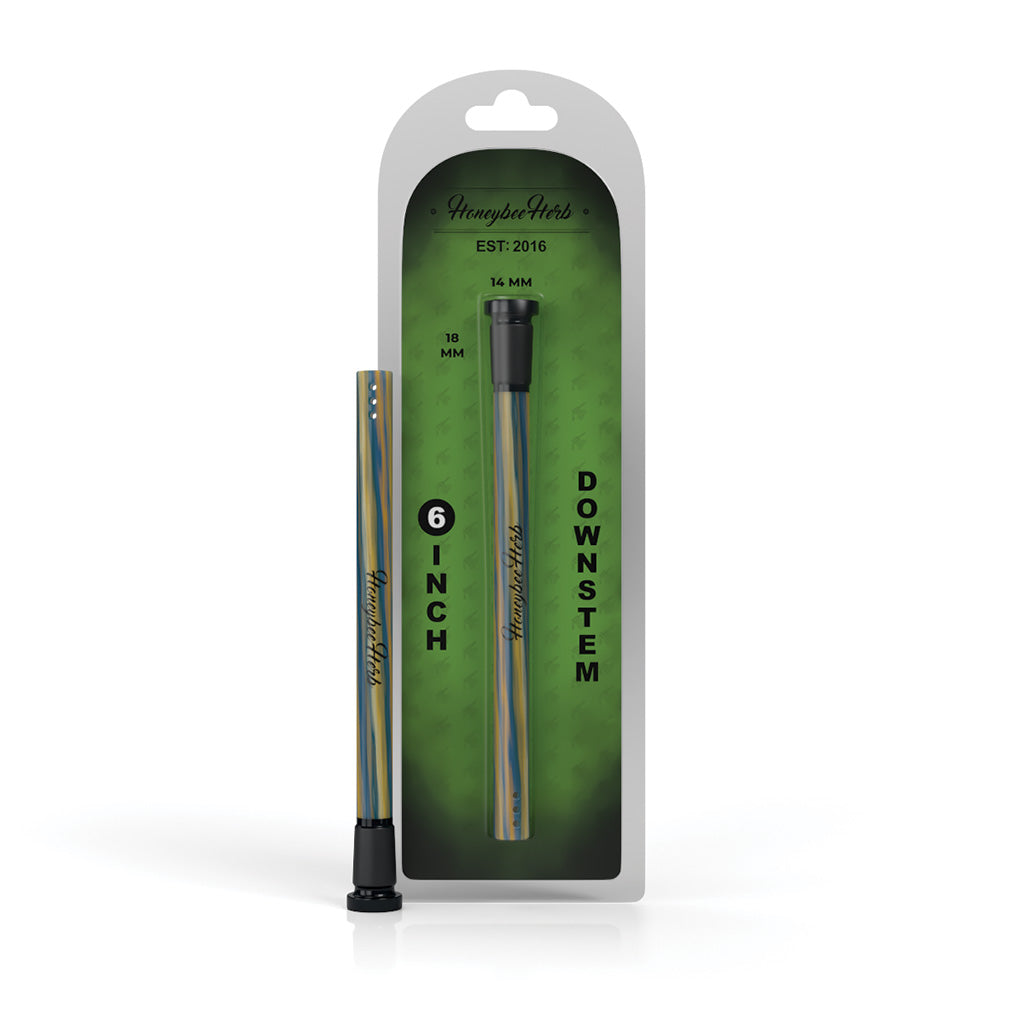 Yellow-blue Candy Stripped downstem, 6 inch, in packaging – Online Smoke and Vape