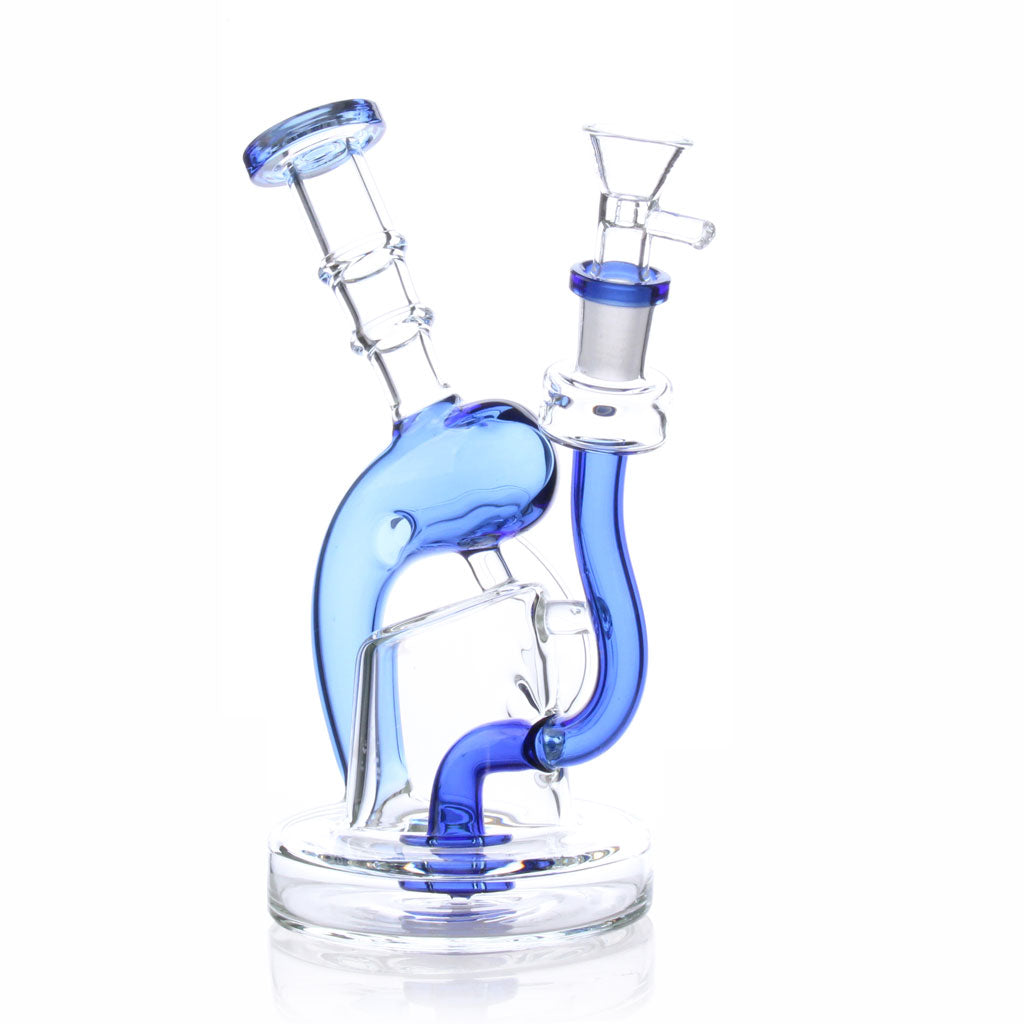 Blue glass 7-inch showerhead semi-recycler dab rig, 14mm – Online Smoke and Vape