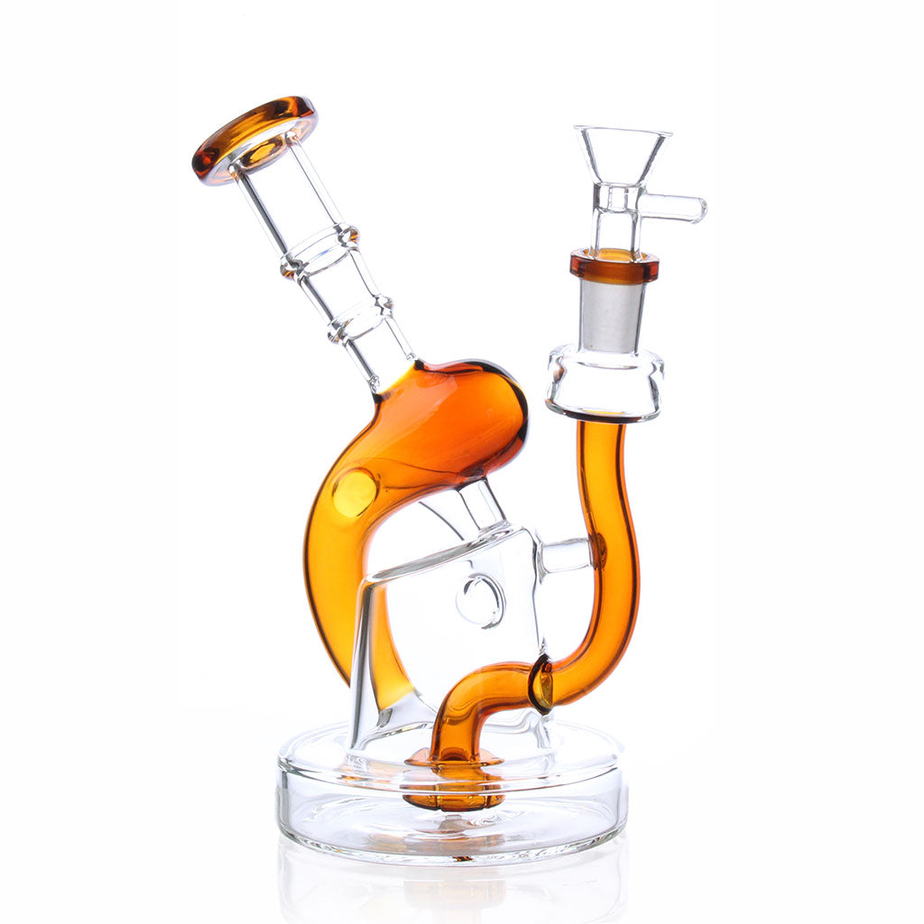 Amber glass 7-inch showerhead semi-recycler dab rig, 14mm – Online Smoke and Vape