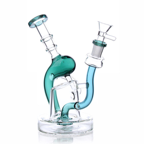 Teal glass 7-inch showerhead semi-recycler dab rig, 14mm – Online Smoke and Vape