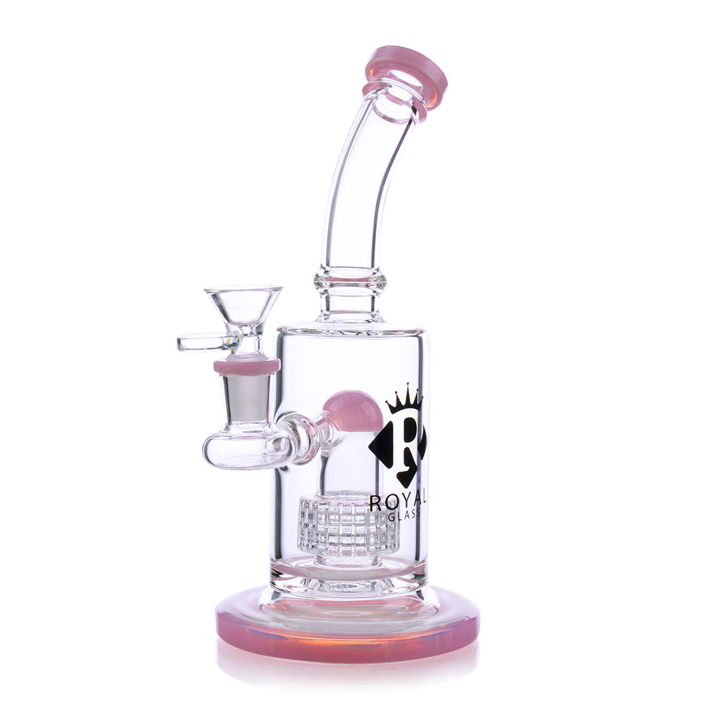 Pink 8-inch royal glass matrix perc dab rig, 14mm female – Online Smoke and Vape