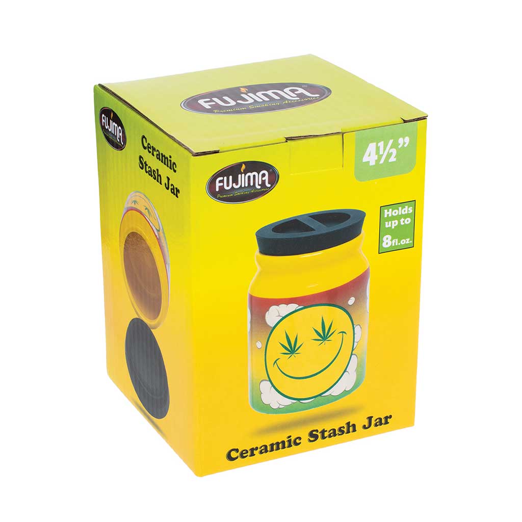 LARGE CERAMIC STASH JAR - STONED SMILEY