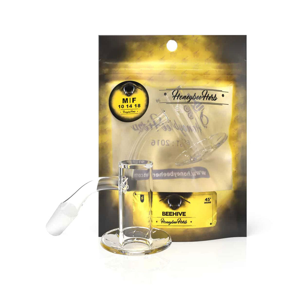 Beehive 45° yellow-line quartz banger by Honeybee Herb – Online Smoke and Vape