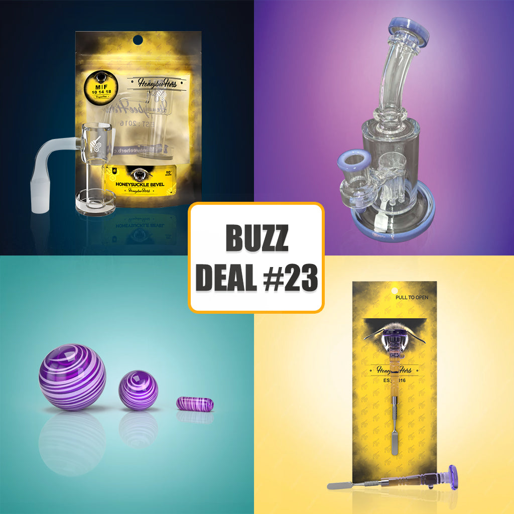 Honeybee Herb BuzzDeal bundle with purple rig, banger and dab tool – Online Smoke and Vape