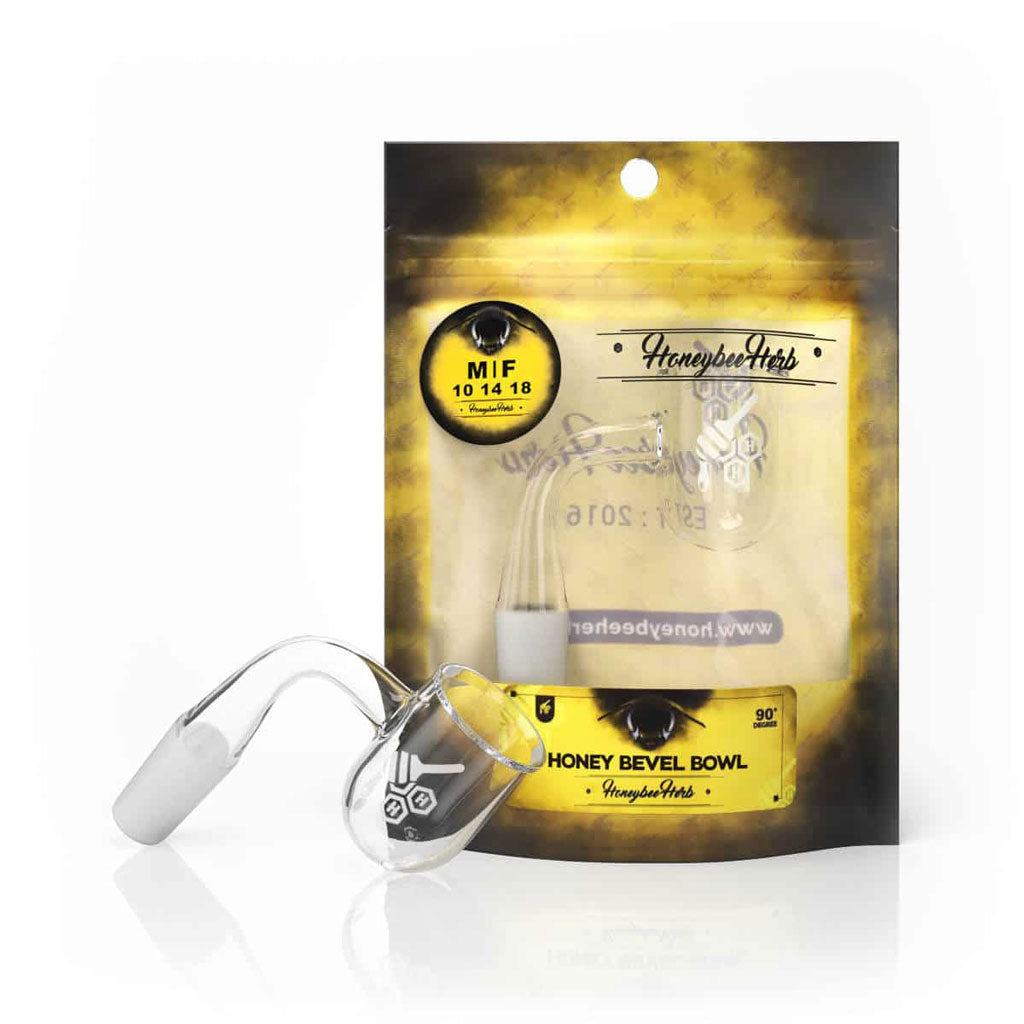 25mm Bevel Bowl Quartz Banger 90° | Honeybee Herb Yellow Line