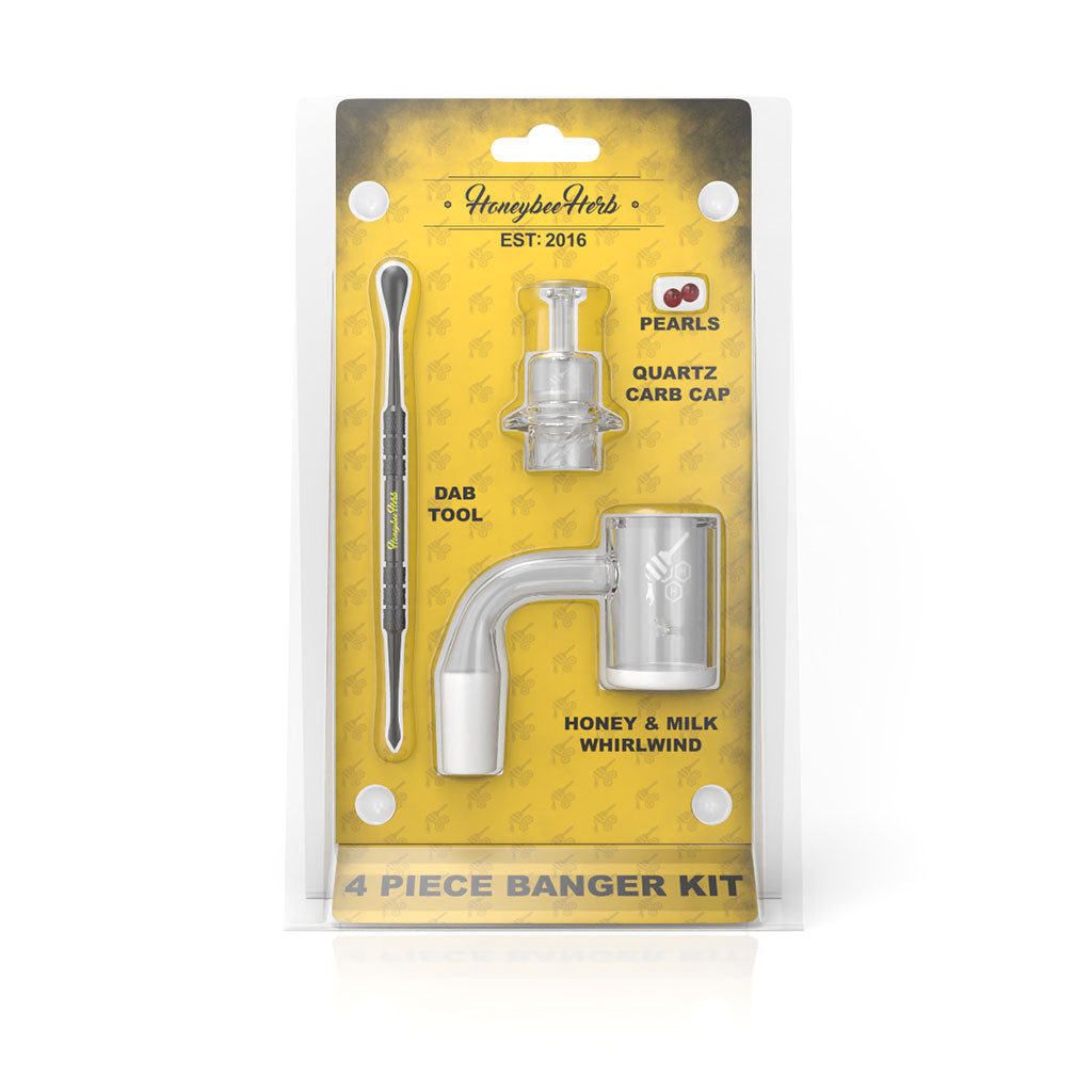 Honeybee Herb 4-piece quartz banger kit with carb cap and terp pearls – Online Smoke and Vape