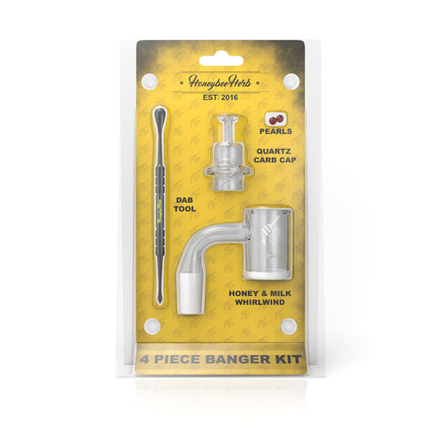 Honeybee Herb 4-piece quartz banger kit with carb cap and terp pearls – Online Smoke and Vape