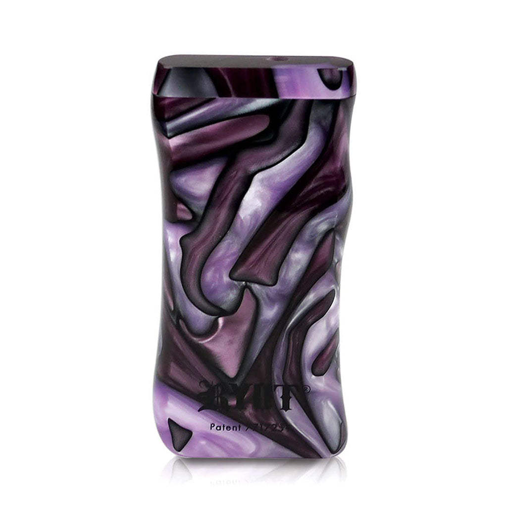 RYOT purple and white acrylic magnetic dugout, front view – Online Smoke and Vape