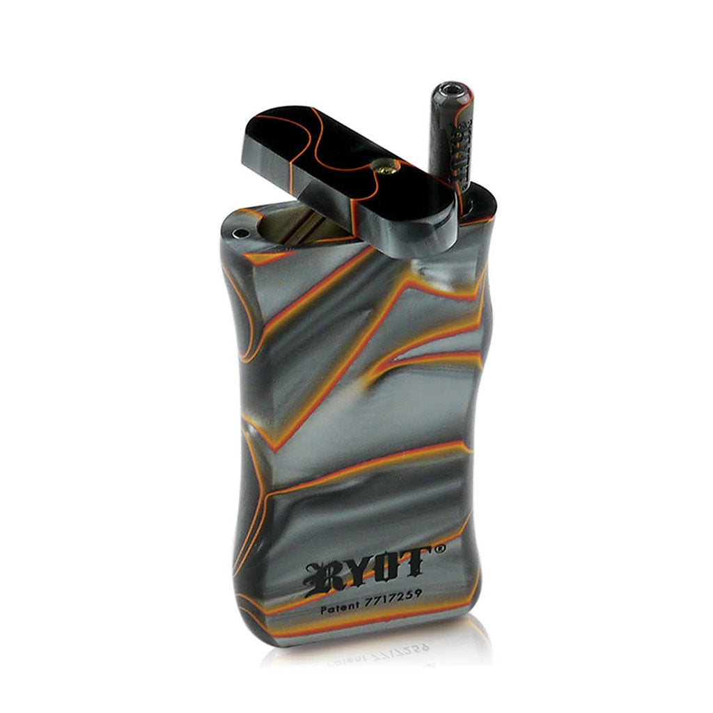 RYOT red and black acrylic dugout, open with one hitter bat – Online Smoke and Vape