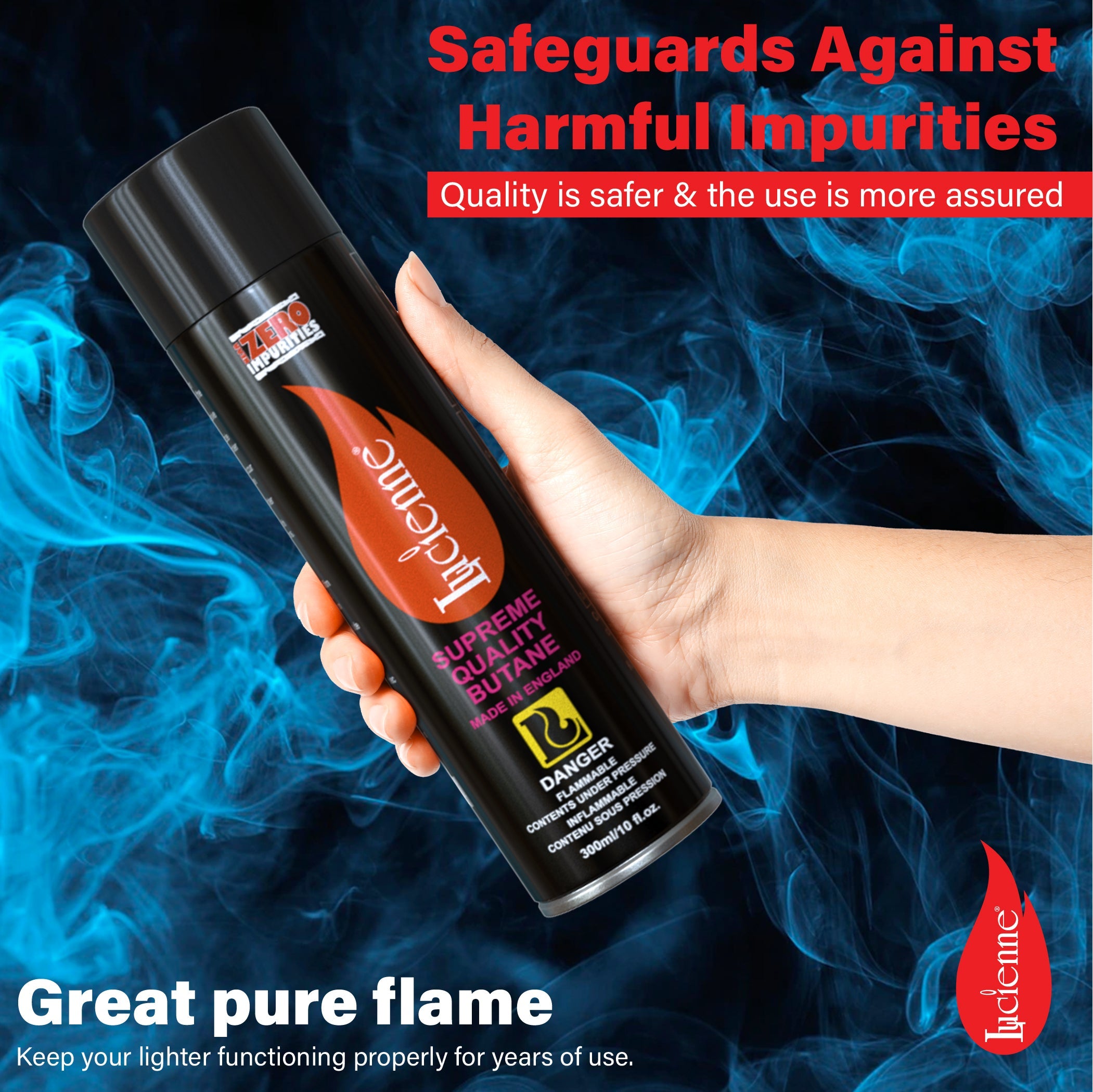 Refined butane fuel can, detail view – Online Smoke and Vape