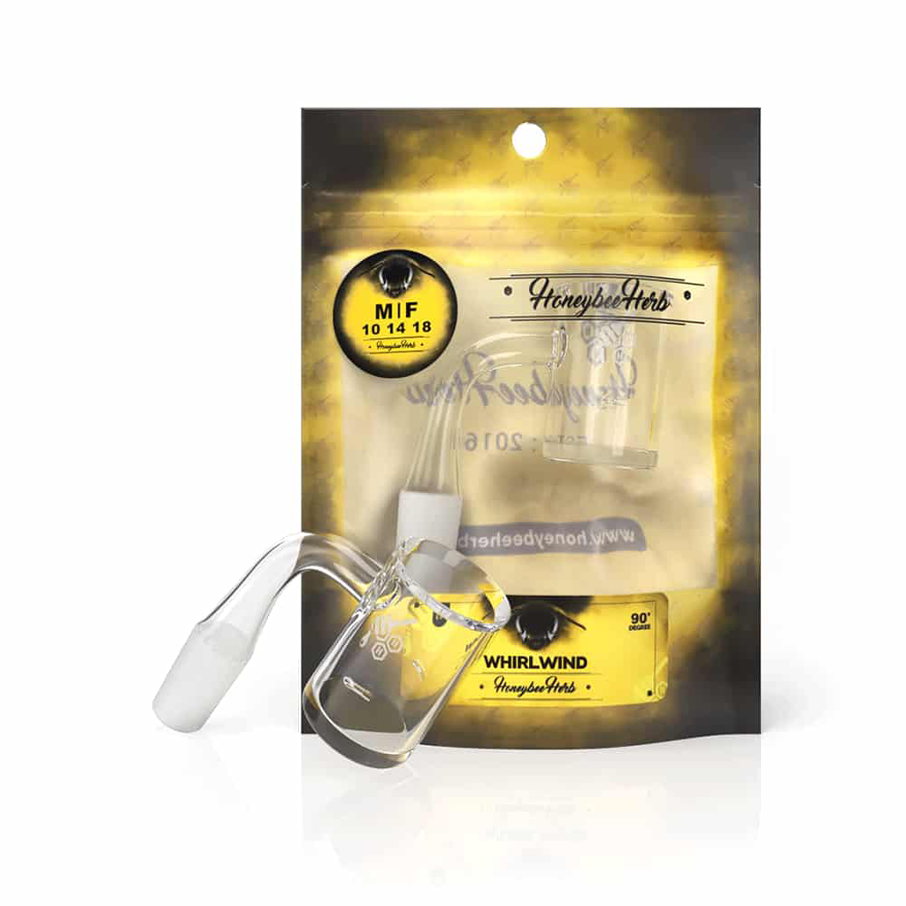 Whirlwind 90° yellow-line quartz banger in BuzzDeal bundle – Online Smoke and Vape