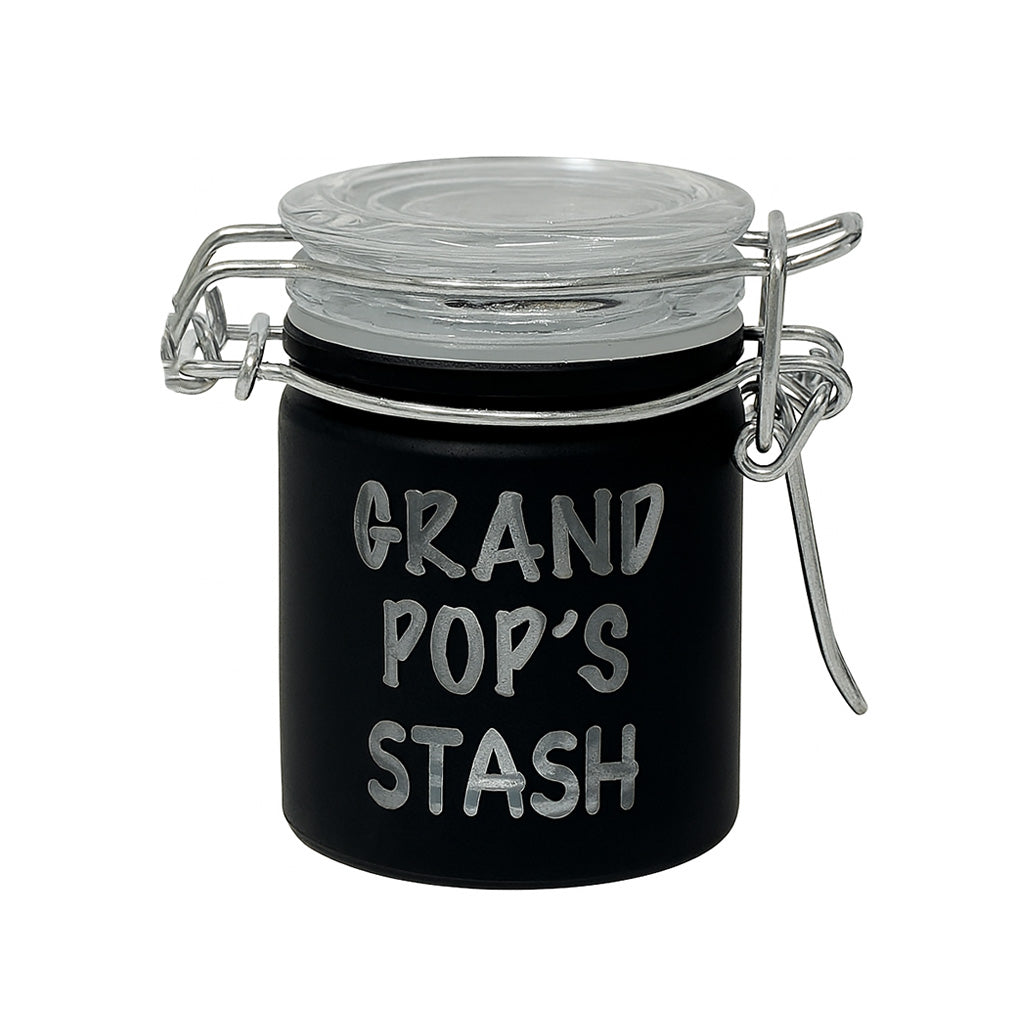 Frosted black airtight glass Grandpop's Stash jar, 2.5 inch – Online Smoke and Vape