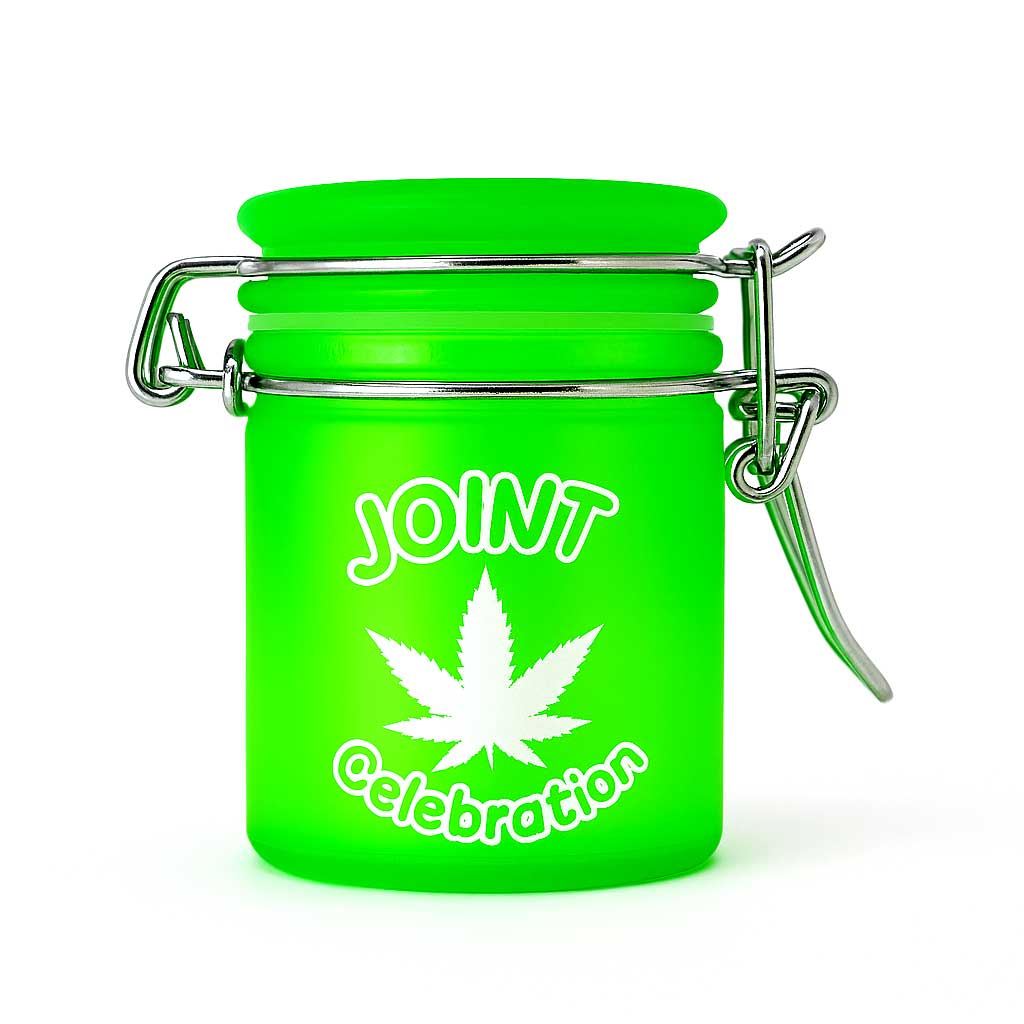 Frosted green mini airtight glass joint stash jar – Online Smoke and Vape