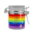 Rainbow galaxy airtight glass storage jar with clamp lid, open – Online Smoke and Vape