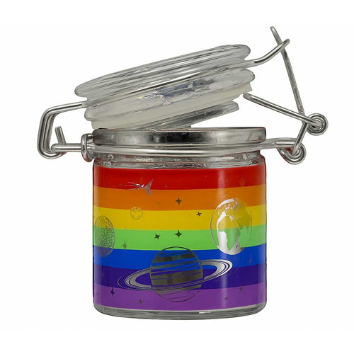 Rainbow galaxy airtight glass storage jar with clamp lid – Online Smoke and Vape