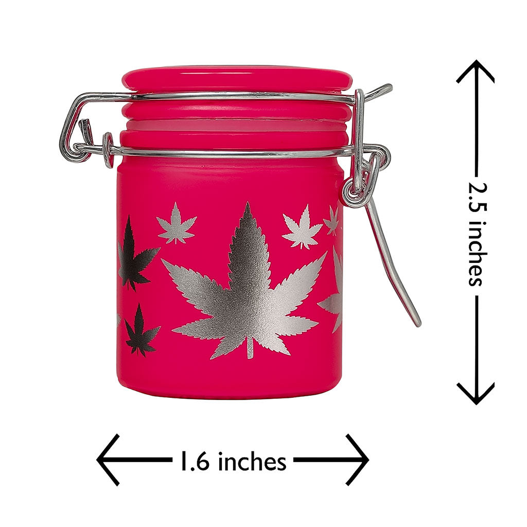Pink silver-leaves stash jar dimensions – Online Smoke and Vape