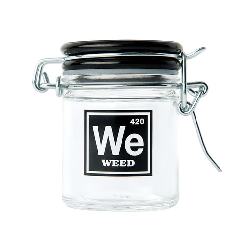 Clear airtight glass Weed periodic-symbol storage jar – Online Smoke and Vape