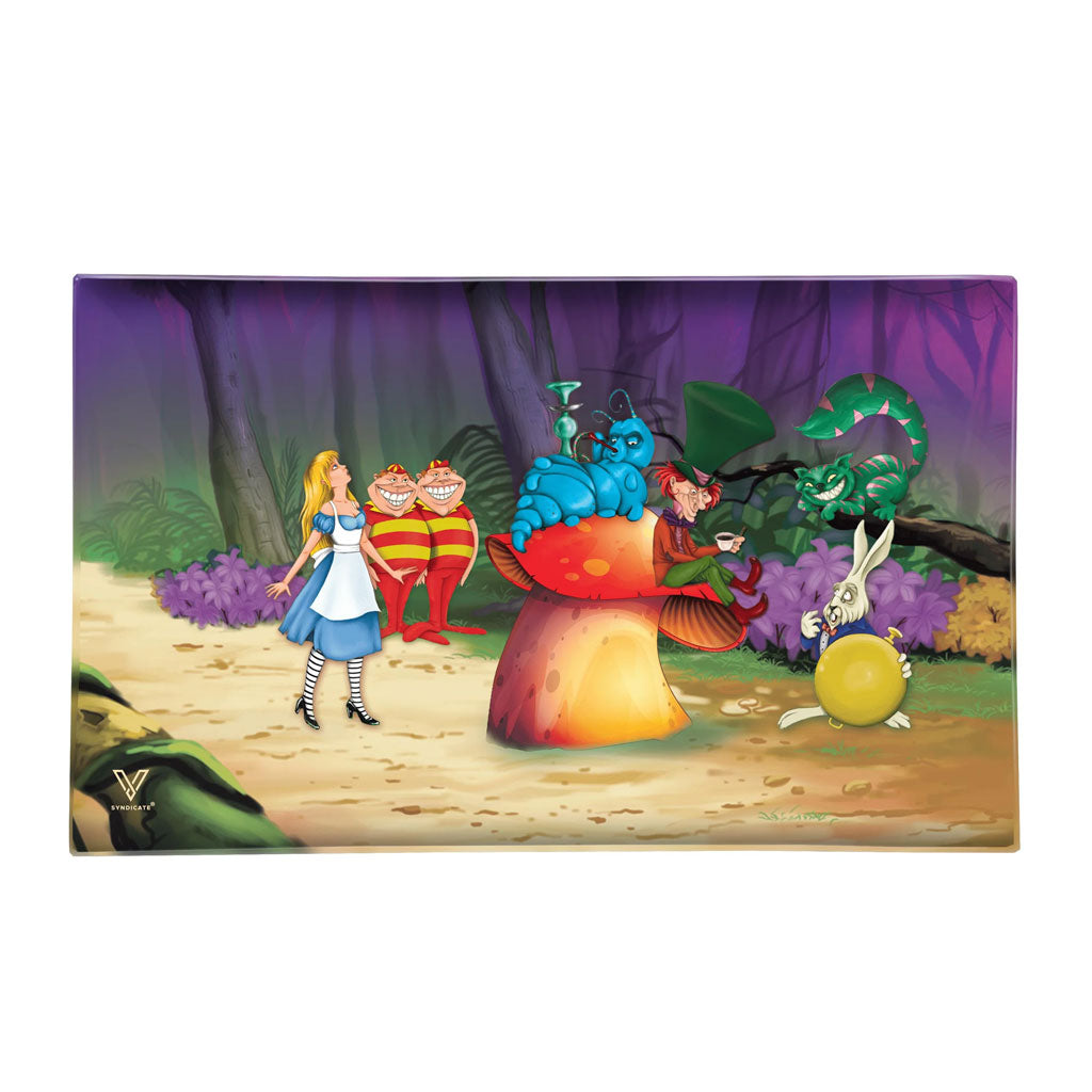 Alice mushroom shatter-resistant glass rolling tray, top view – Online Smoke and Vape