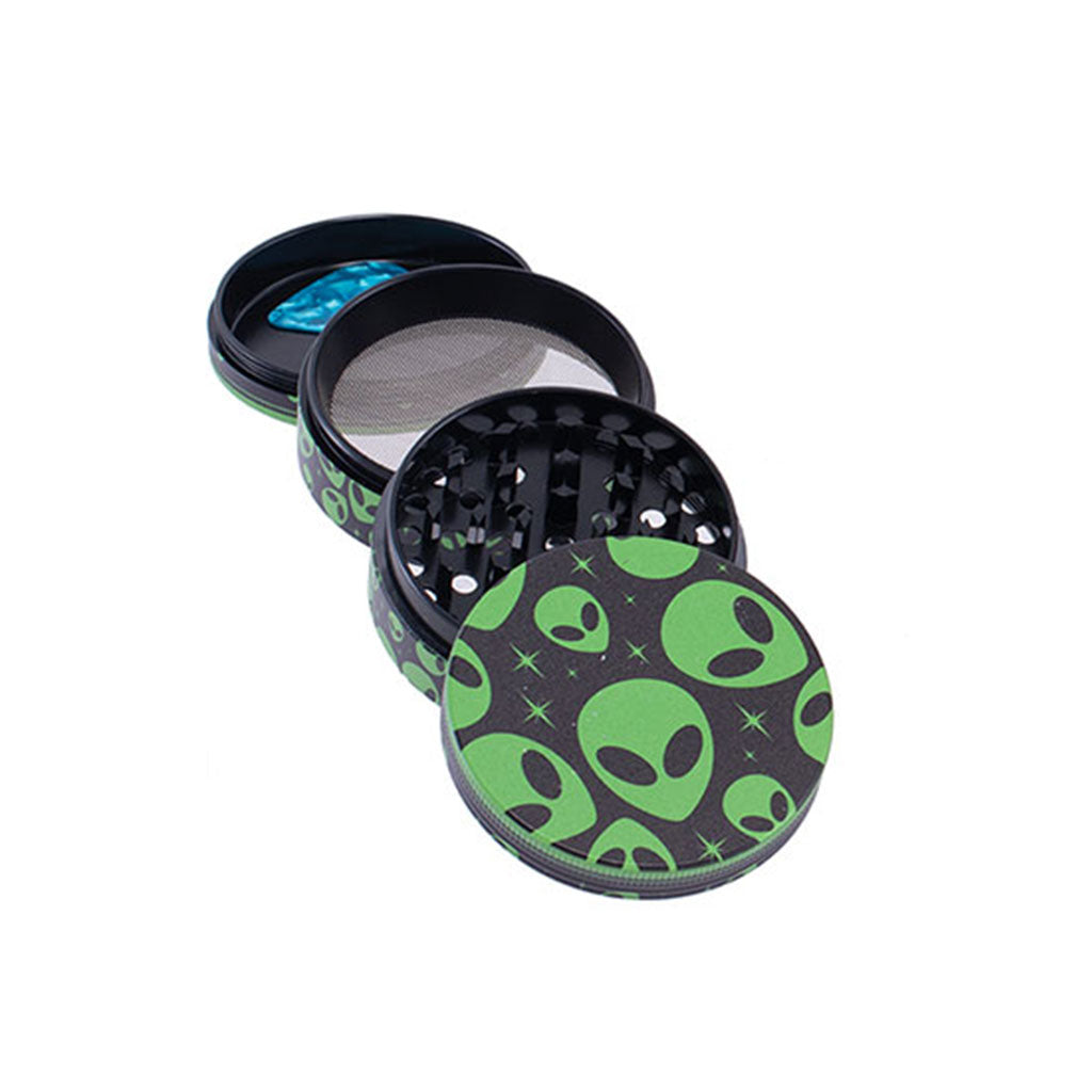 Alien Wacky grinder, 4 parts view, 2.5 inch – Online Smoke and Vape